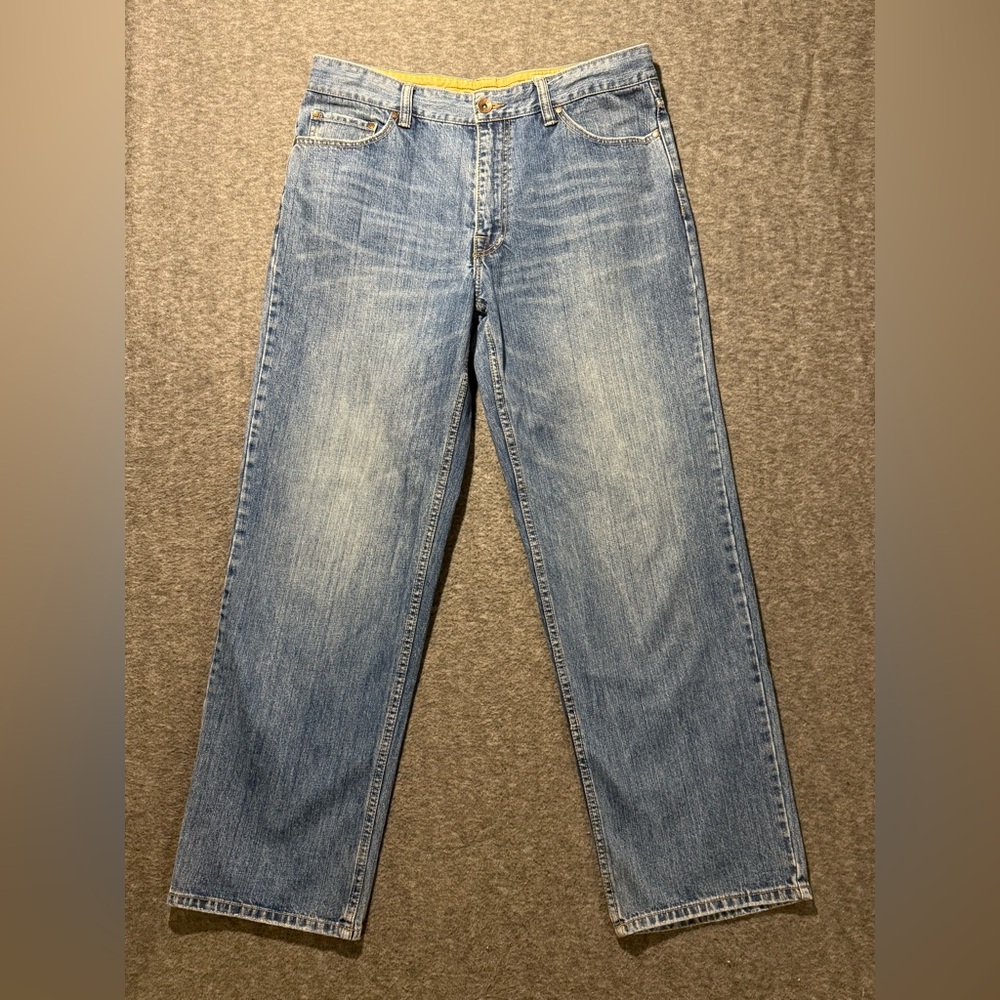Plugg Jeans Men’s tag 36x34 (fit 36x32) blue cotton Y2K Relaxed Straight comfort